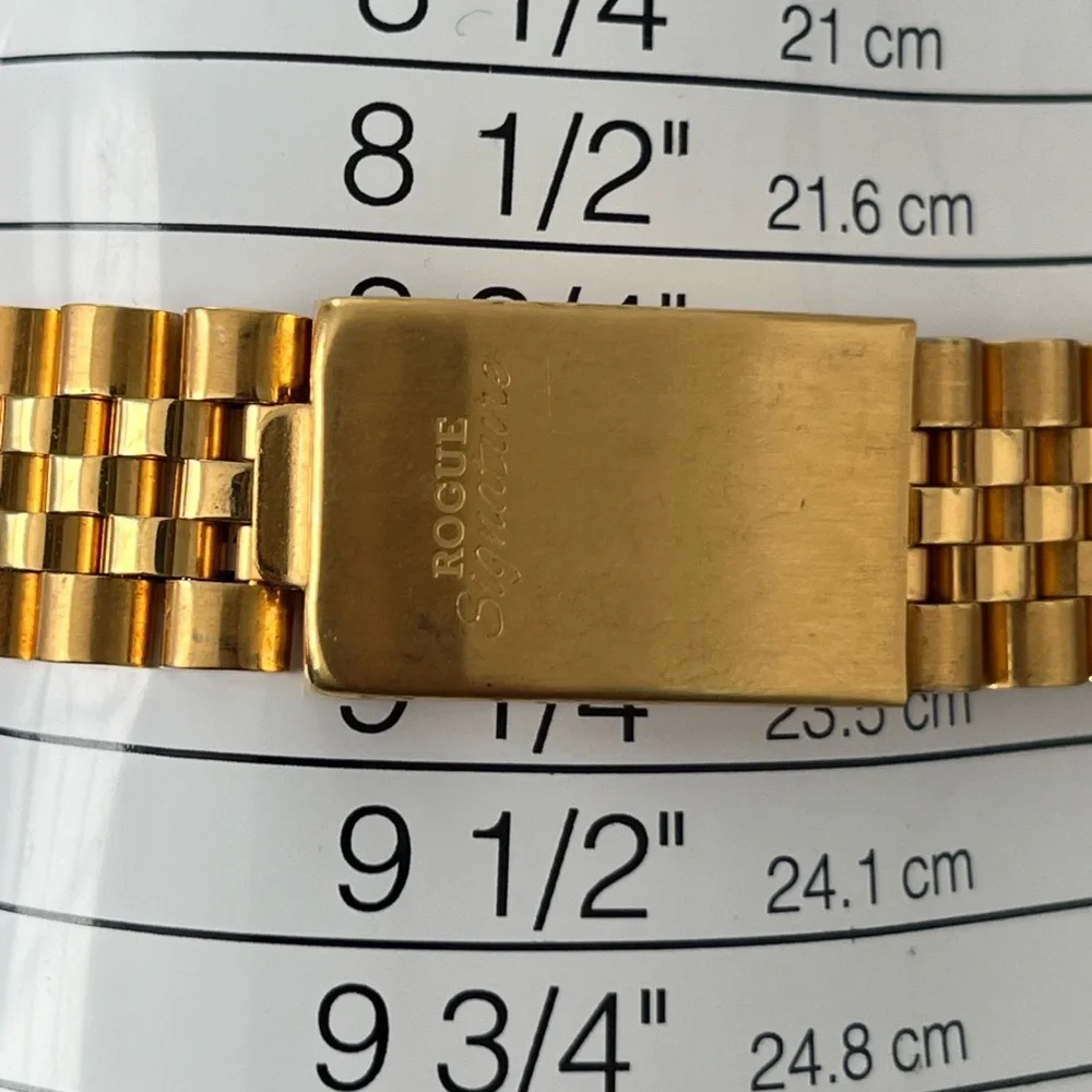 Rogue Signature Diamond Dress Watch Gold-Tone Dial, Case, Bracelet Date Window